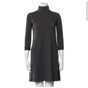 BURBERRY BRIT Gray Wool Mock Turtleneck A-Line Knit Sweater Dress EU 40 M US 6